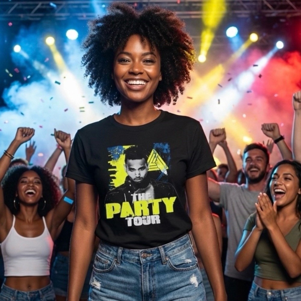 Chris Brown 2017 The Party Tour Concert Tee Size M - 100% Cotton Good Condition